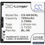 Nokia N85 Replacement Battery, 3.7V, 1000mAh, Li-ion 5