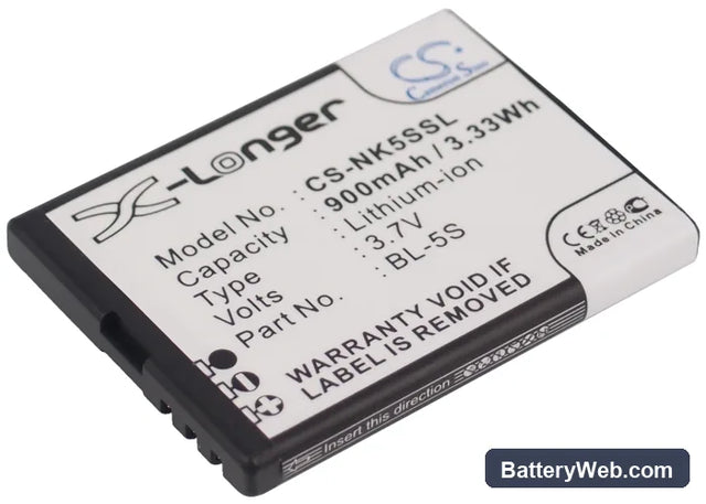 Nokia 2330 Replacement Battery, 3.7V, 900mAh, Li-ion 1
