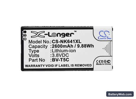 Microsoft Lumia 640 Replacement Battery, 3.8V, 2600mAh, Li-ion 5