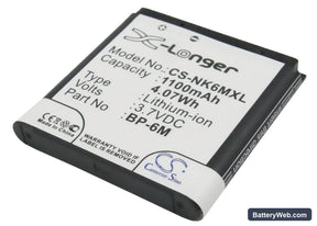 Nokia 3250 Replacement Battery, 3.7V, 1100mAh, Li-ion 1