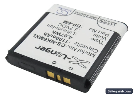 Nokia 3250 Replacement Battery, 3.7V, 1100mAh, Li-ion 2
