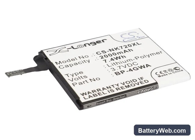 Nokia Lumia 625 Replacement Battery, 3.7V, 2000mAh, Li-Polymer 1