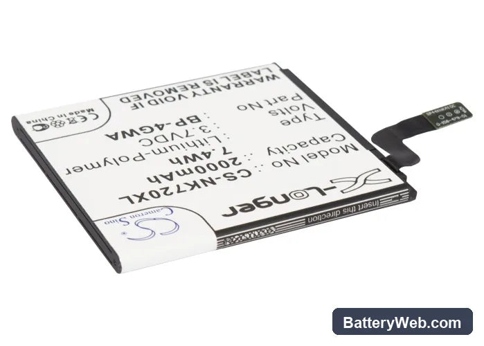 Nokia Lumia 625 Replacement Battery, 3.7V, 2000mAh, Li-Polymer 2