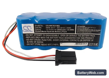 Nihon Kohden Cardiolife 7621K Replacement Battery, 12V, 2800mAh, Ni-MH 5