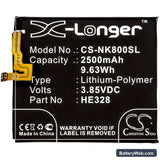 Nokia 8 Replacement Battery, 3.85V, 2500mAh, Li-Polymer 3