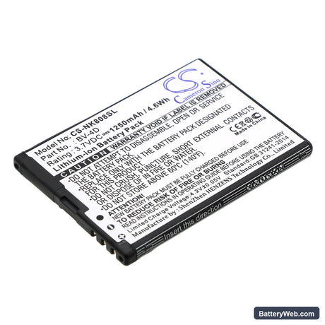 Nokia N9 Replacement Battery, 3.7V, 1250mAh, Li-ion 1
