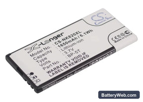 Nokia Lumia 820 Replacement Battery, 3.7V, 1650mAh, Li-ion 1
