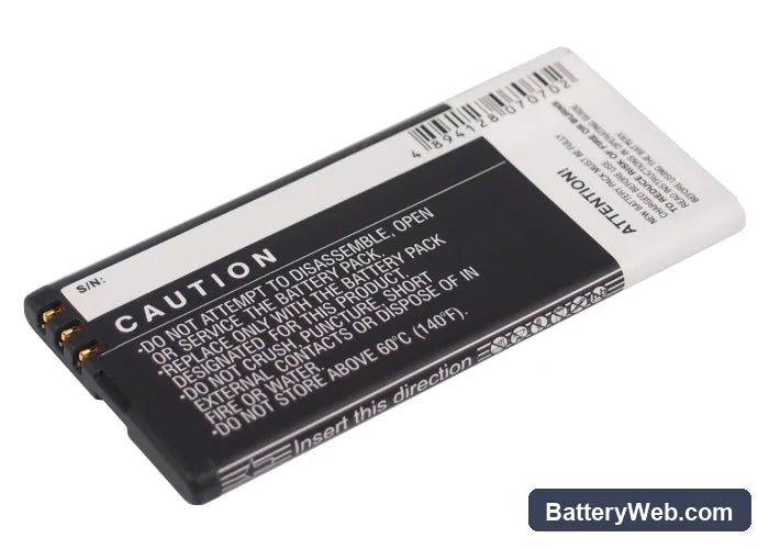 Nokia Lumia 820 Replacement Battery, 3.7V, 1650mAh, Li-ion 4
