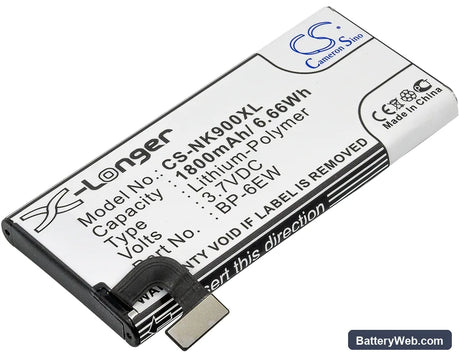 Nokia Lumia 900 Replacement Battery, 3.7V, 1800mAh, Li-Polymer 1