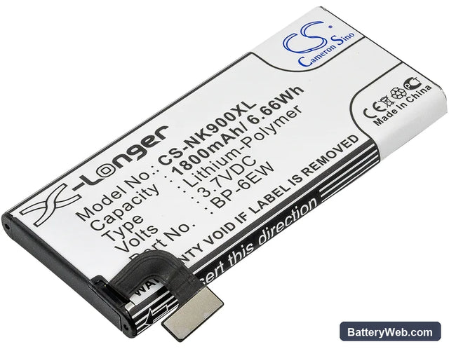 Nokia Lumia 900 Replacement Battery, 3.7V, 1800mAh, Li-Polymer 1