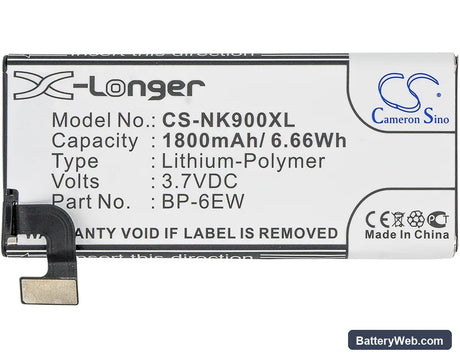 Nokia Lumia 900 Replacement Battery, 3.7V, 1800mAh, Li-Polymer 5