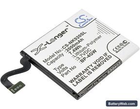 Nokia Lumia 920 Replacement Battery, 3.7V, 2000mAh, Li-Polymer 1