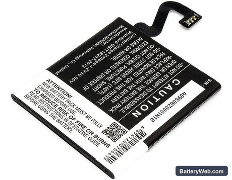 Nokia Lumia 920 Replacement Battery, 3.7V, 2000mAh, Li-Polymer 3