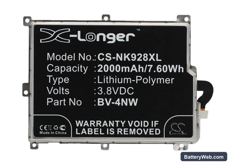 Microsoft Lumia 928 Replacement Battery, 3.8V, 2000mAh, Li-Polymer 1
