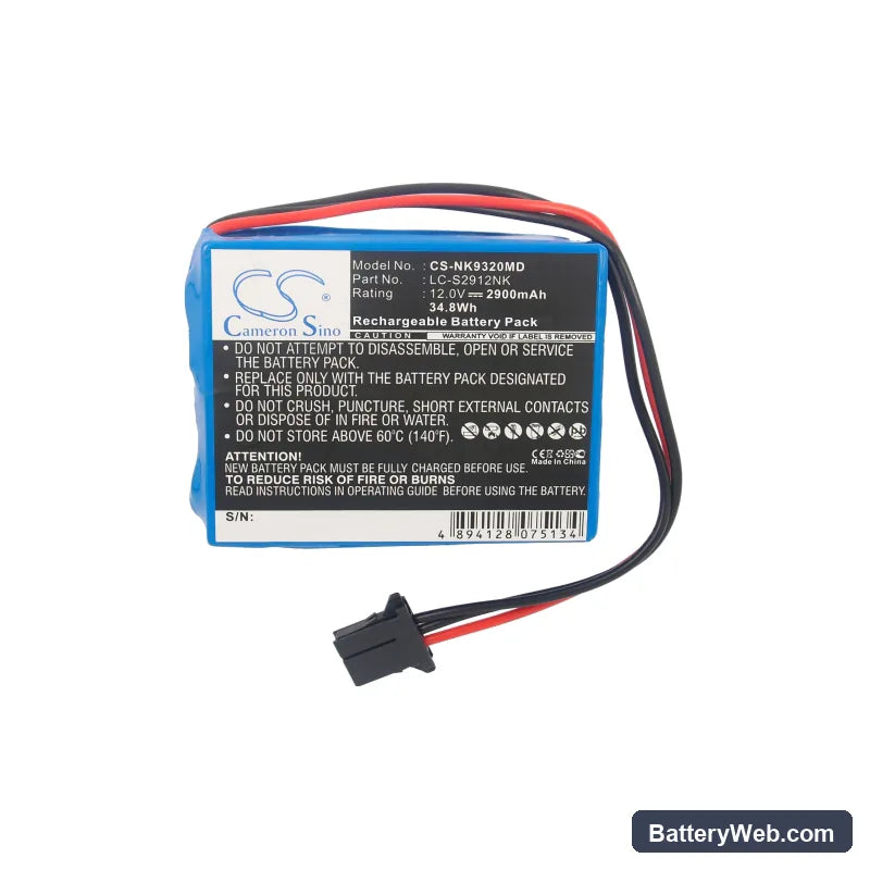 Nihon Kohden Cardiolife ECG-9320 Replacement Battery, 12V, 2900mAh, Sealed Lead Acid 4