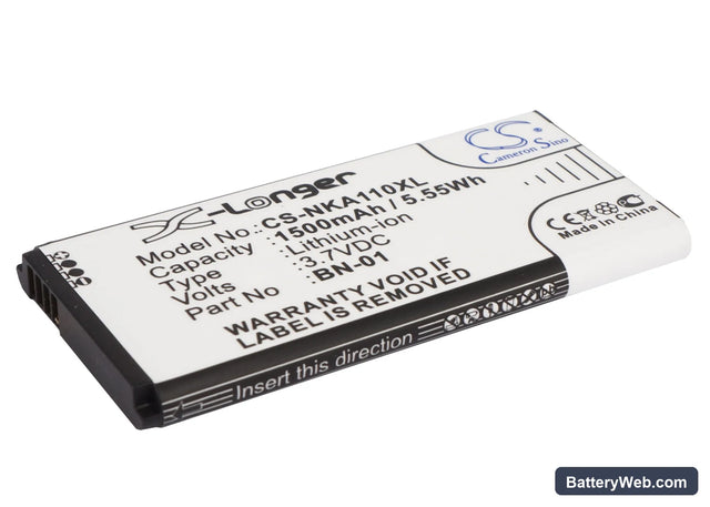 Nokia X Replacement Battery, 3.7V, 1500mAh, Li-ion 1
