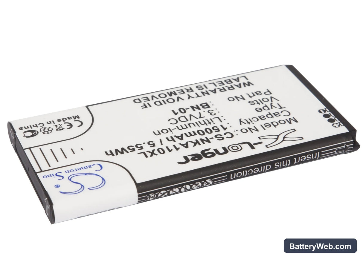 Nokia X Replacement Battery, 3.7V, 1500mAh, Li-ion 2