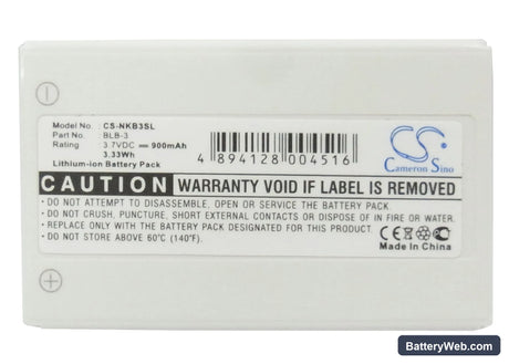 Nokia 6340 Replacement Battery, 3.7V, 900mAh, Li-ion 5