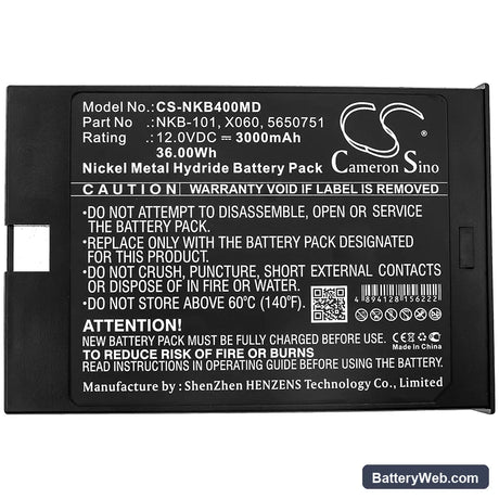 Nihon Kohden BSM-4000 Replacement Battery, 12V, 3000mAh, Ni-MH 3