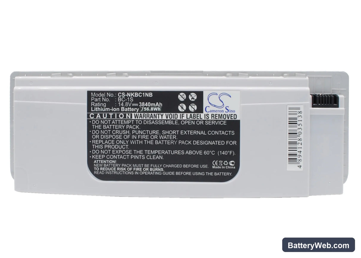 Nokia Booklet 3G Replacement Battery, 14.8V, 3840mAh, Li-ion 1