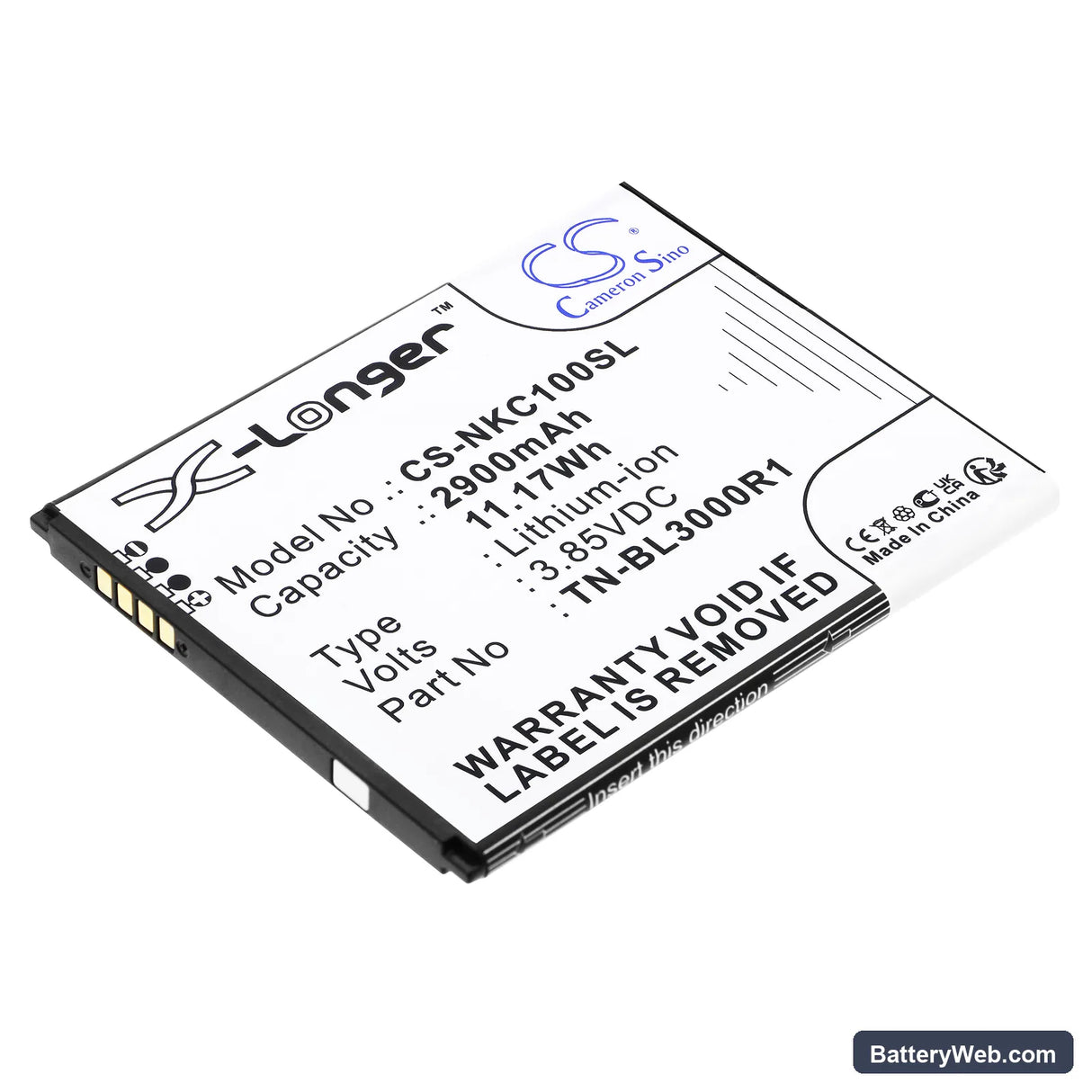 Nokia N152DL Replacement Battery, 3.85V, 2900mAh, Li-ion 1