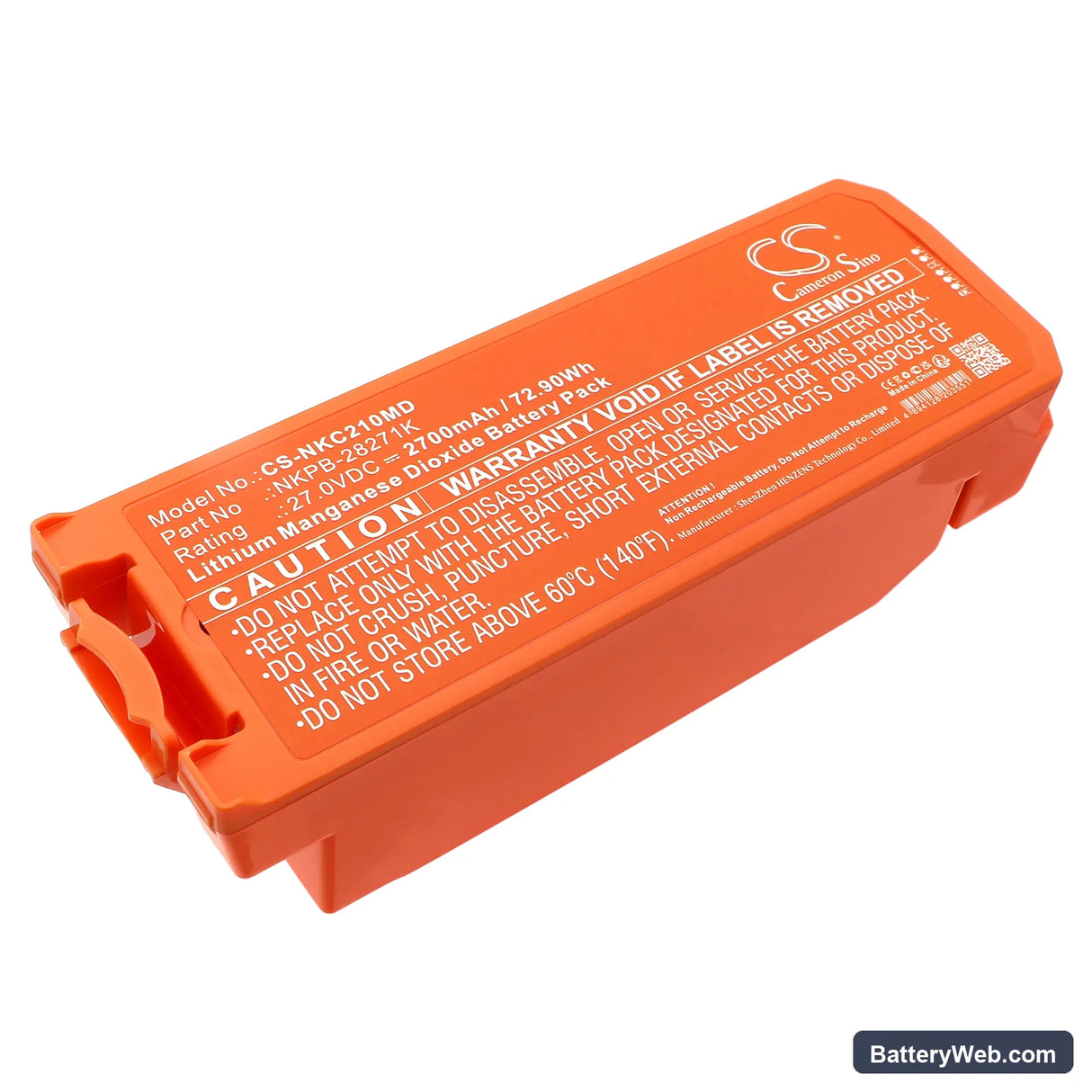Nihon Kohden Cardiolife AED 2100 range Replacement Battery, 27V, 2700mAh, Li-MnO2 1
