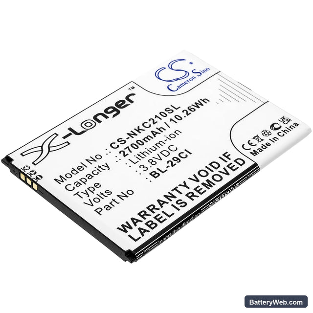 Nokia C21 Replacement Battery, 3.8V, 2700mAh, Li-ion 1