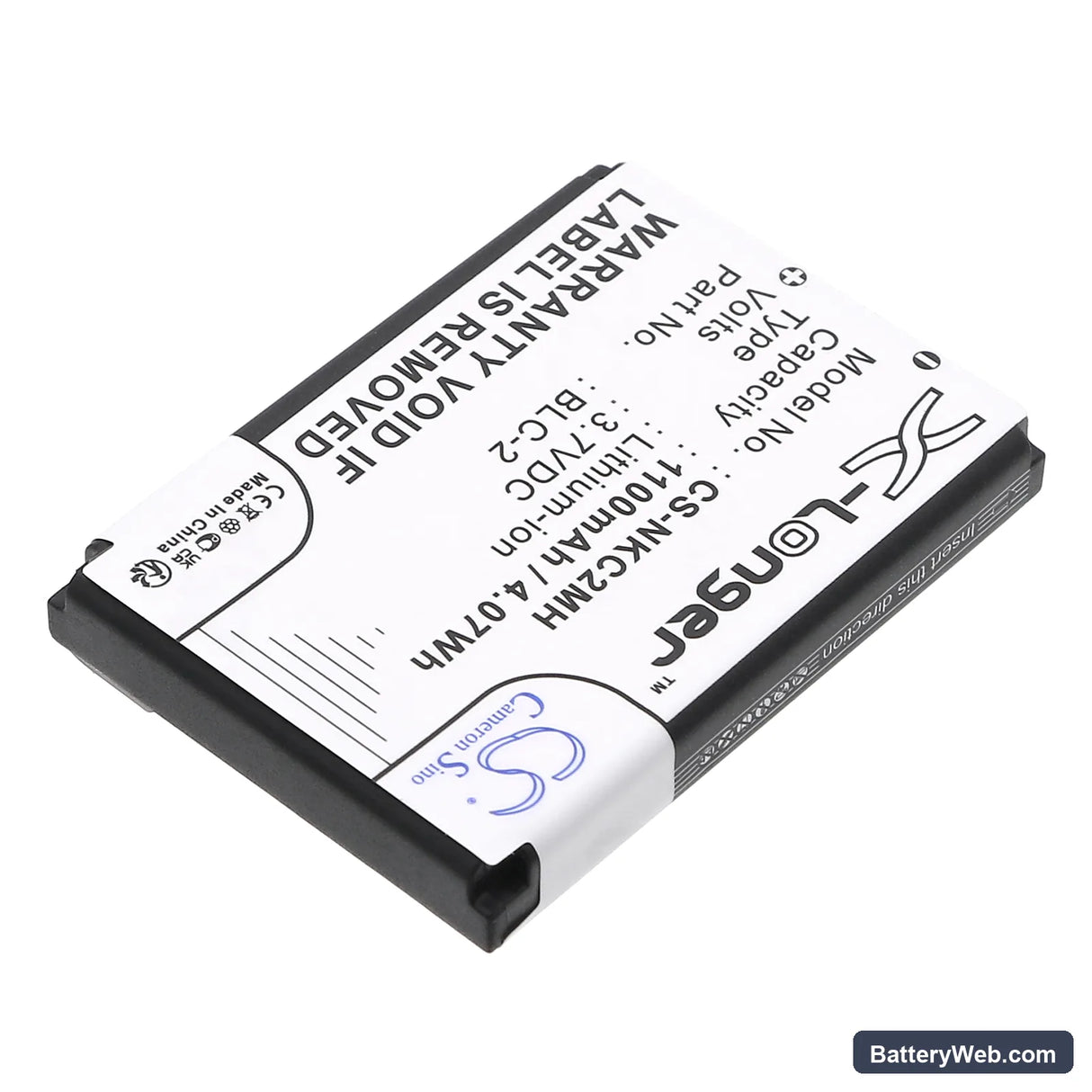 Nokia 1220 Replacement Battery, 3.7V, 1100mAh, Li-ion 2