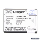 Nokia 1220 Replacement Battery, 3.7V, 1100mAh, Li-ion 3