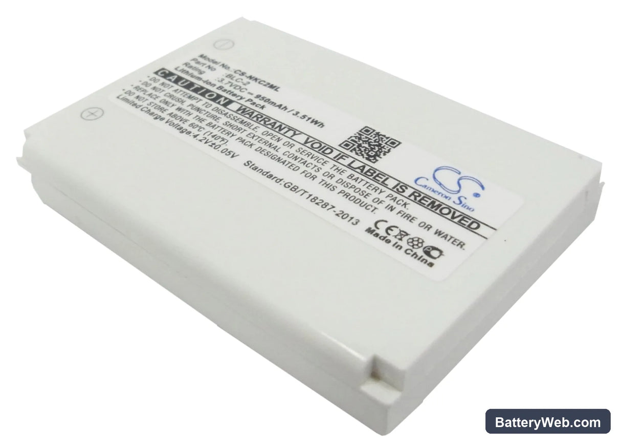 Nokia 1220 Replacement Battery, 3.7V, 950mAh, Li-ion 1