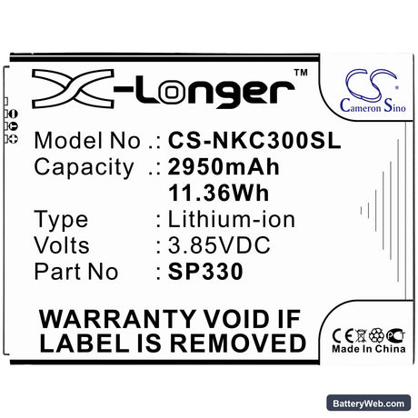 Nokia C3 2020 Replacement Battery, 3.85V, 2950mAh, Li-ion 3