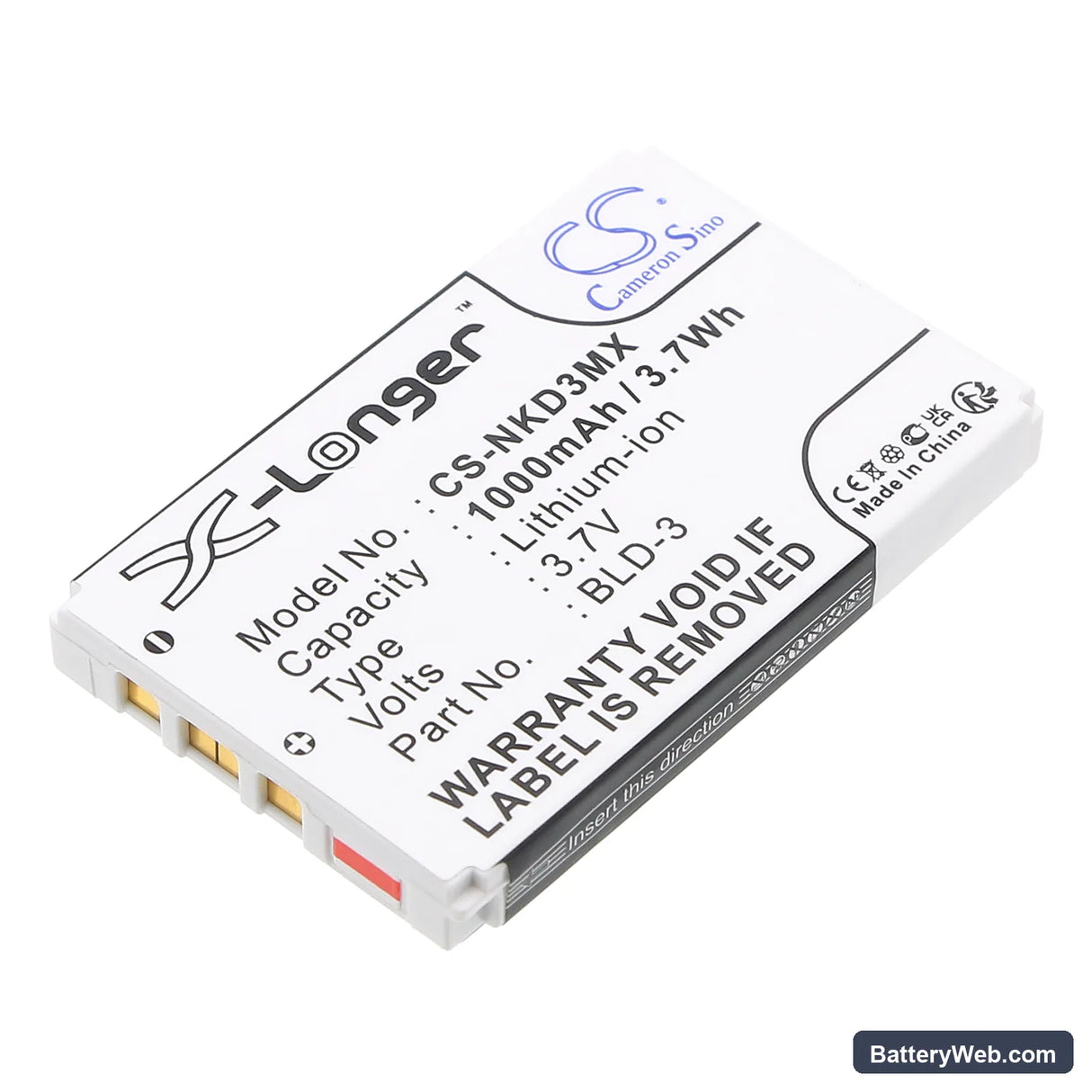 Nokia 7250i Replacement Battery, 3.7V, 1000mAh, Li-ion 1