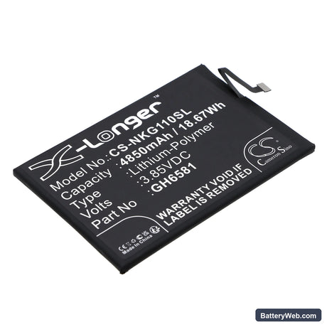 Nokia G11 Plus 2022 Replacement Battery, 3.85V, 4850mAh, Li-Polymer 1