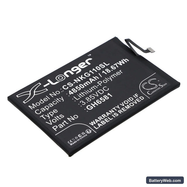 Nokia G11 Plus 2022 Replacement Battery, 3.85V, 4850mAh, Li-Polymer 1