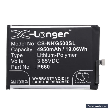 Nokia G50 Replacement Battery, 3.85V, 4950mAh, Li-Polymer 3