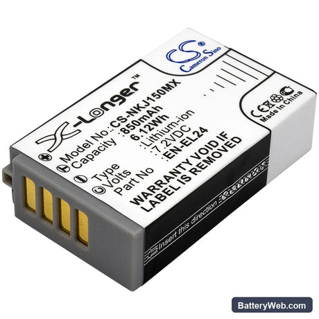 NiKon 1 J5 Replacement Battery, 7.2V, 850mAh, Li-ion 1