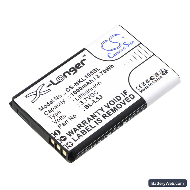 Nokia 105 2023 Replacement Battery, 3.7V, 1000mAh, Li-ion 1