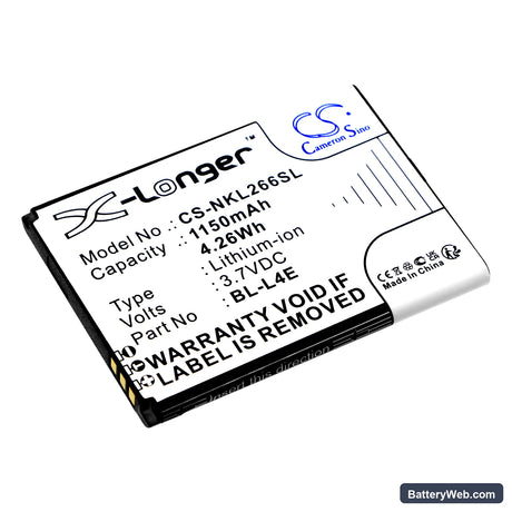Nokia 2660 Flip 4G Replacement Battery, 3.7V, 1150mAh, Li-ion 1