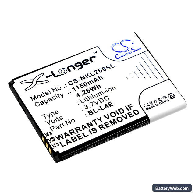 Nokia 2660 Flip 4G Replacement Battery, 3.7V, 1150mAh, Li-ion 1