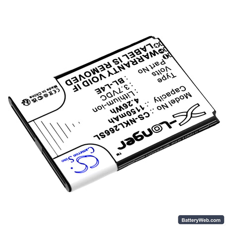 Nokia 2660 Flip 4G Replacement Battery, 3.7V, 1150mAh, Li-ion 2