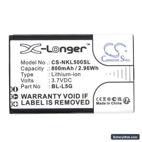 Nokia 105 4G (2021) Replacement Battery, 3.7V, 800mAh, Li-ion 5