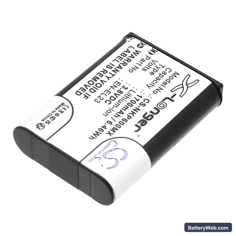 NiKon Coolpix P600 Replacement Battery, 3.8V, 1700mAh, Li-ion 2