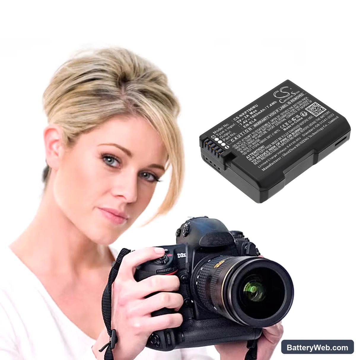 NiKon Coolpix P7000 Replacement Battery, 7.4V, 1000mAh, Li-ion 7