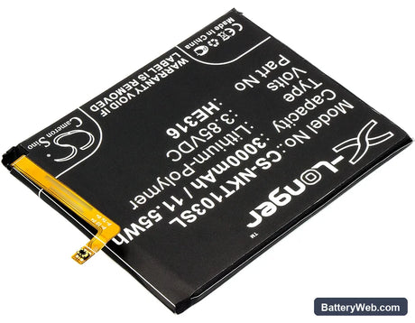 Nokia 6 Replacement Battery, 3.85V, 3000mAh, Li-Polymer 2