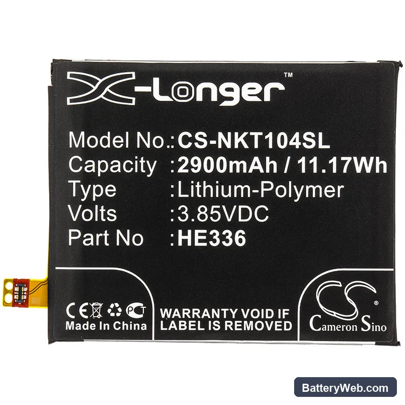 Nokia Nokia 5 Replacement Battery, 3.85V, 2900mAh, Li-Polymer 3
