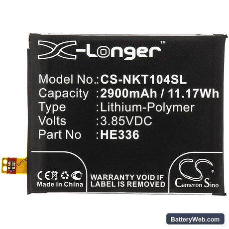 Nokia Nokia 5 Replacement Battery, 3.85V, 2900mAh, Li-Polymer 3