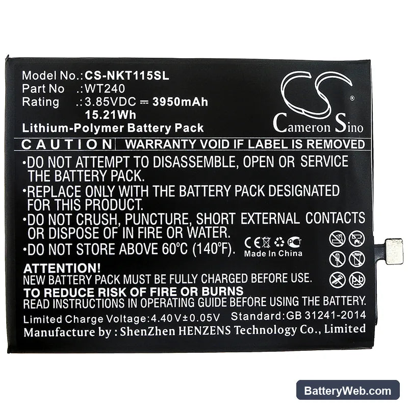 Nokia 3.2 Replacement Battery, 3.85V, 3950mAh, Li-Polymer 3