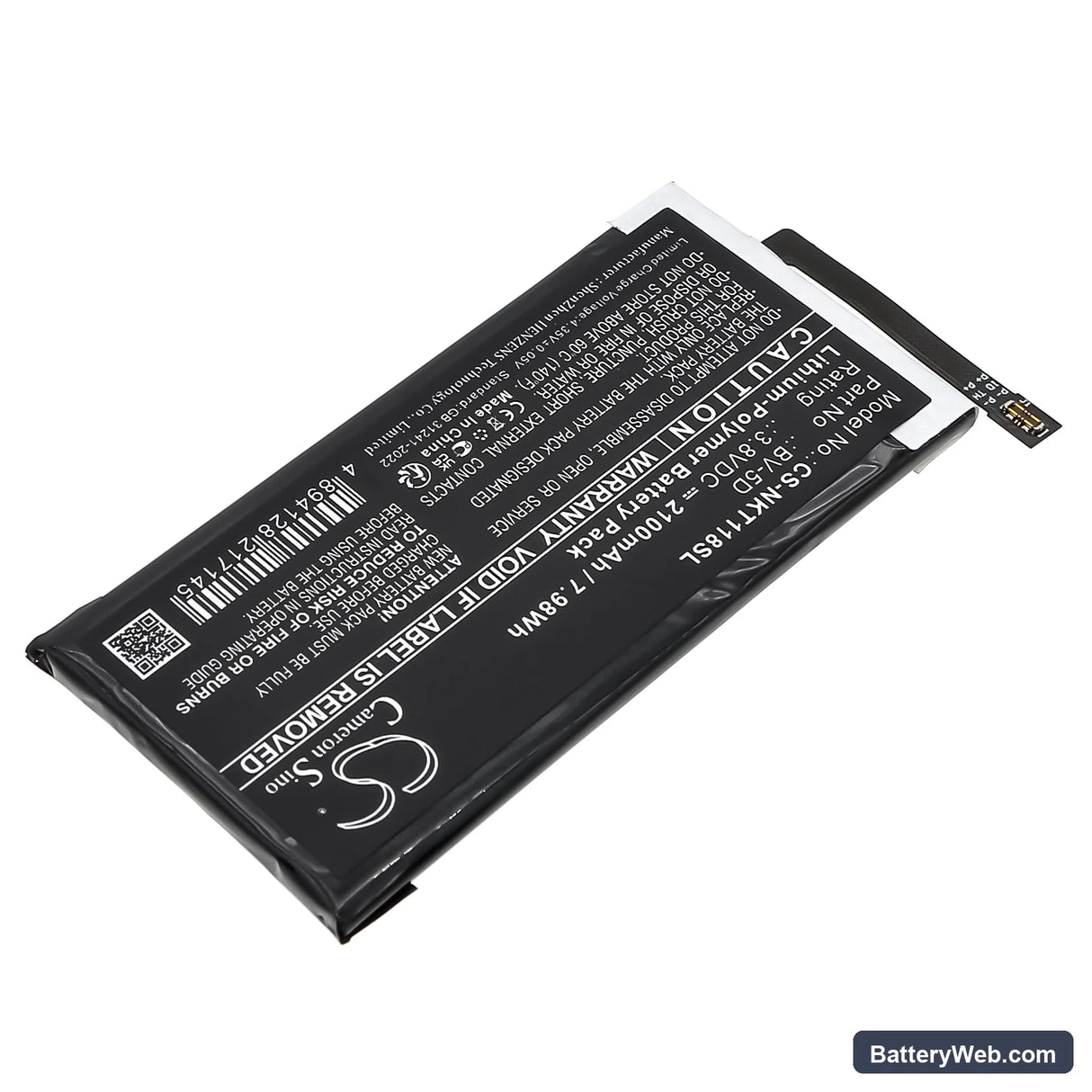 Nokia 800 Tough Replacement Battery, 3.8V, 2100mAh, Li-Polymer 2