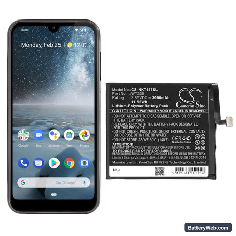 Nokia 4.2 Replacement Battery, 3.85V, 3000mAh, Li-Polymer 5