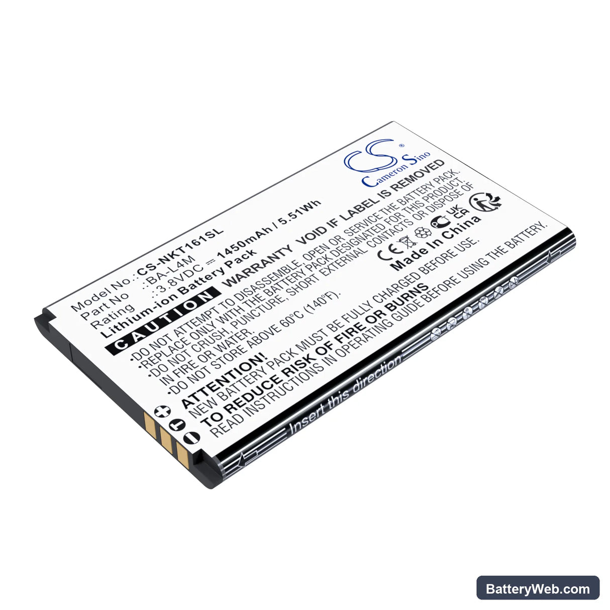 Nokia 220 4G Replacement Battery, 3.8V, 1450mAh, Li-ion 1